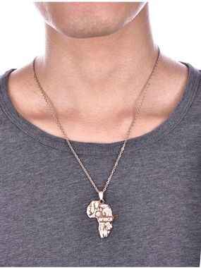 Gold Africa Map Pendant Necklace - Jewelry